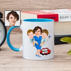 Cartoon-Tasse für Kinderbetreuer, lustige Geschenke für Kinderbetreuer für Frauen, Dank für Kinderbetreuer, Geburtstag für Kinderbetreuer, Karikaturtasse für Kinderbetreuer