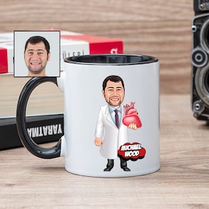 Kardiologen-Karikatur-Tasse, lustige Kardiologie-Geschenke für Männer, Kardiologen-Vati, Kardiologe danke, Kardiologie-Doktor-Kaffeetasse