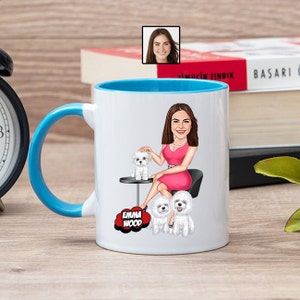 Dog Sitter Cartoon Coffee Mug, Dog Sitter Themed Tea Cup, Gift for Dog Sitter, Funny Dog Sitter Mug with Caricature, Pet Sitter Thank You