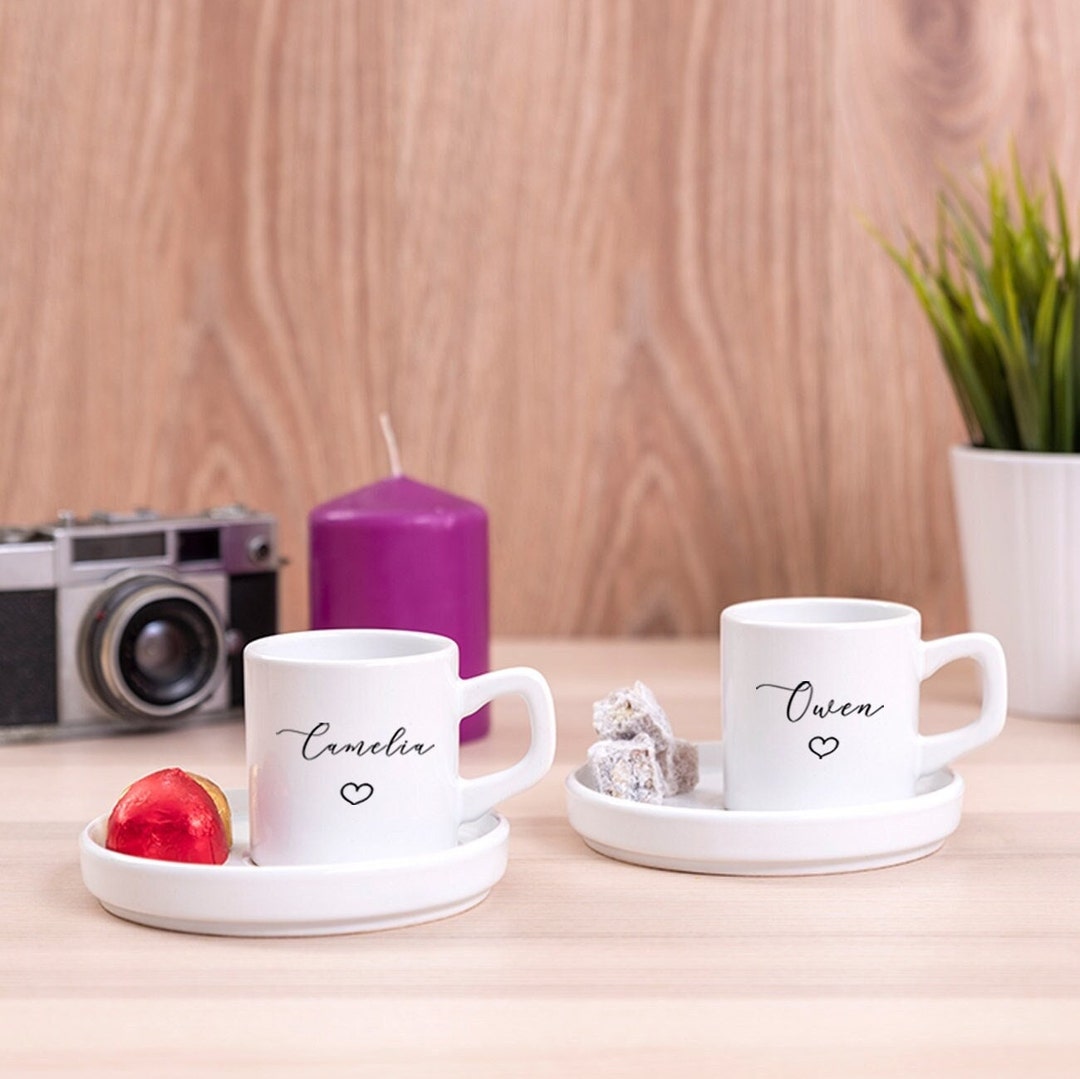 Espresso Cups and Saucers, Custom Espresso Cup Set, Personalized Turkish Coffee Cup Set, Arabic