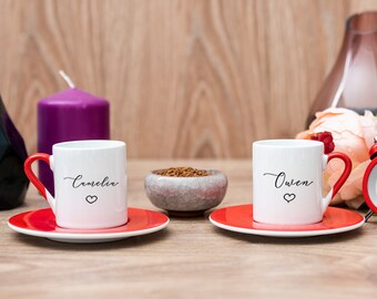 Personalized Wooden Tea & Custom Coffee Cup Set, 4oz/ 120 ml