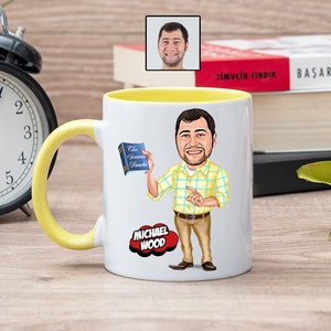 Leraar Cartoon Mok, Grappige Leraar Geschenken voor mannen, Leraar Papa, Leraar Verjaardagscadeau, Leraar Theekopje, Leraar Karikatuur Mok, Leraar Grad