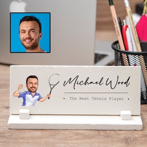Tennis Caricature Desk Sign, Funny Tennis Gifts for Men, Tennis Desk Nameplate, Tennis Player Gift, Tennis Cartoon Desk Decor, Tennis Lover