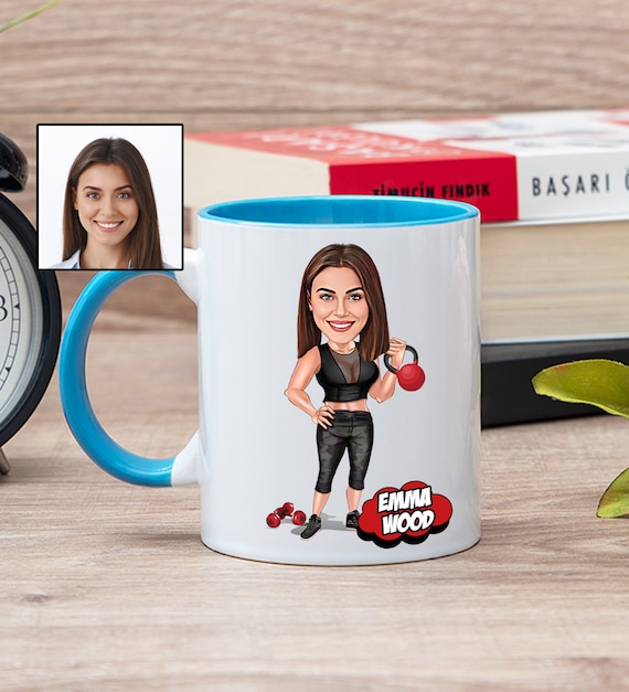 Custom Gym Mug for Women With Cartoon, Gym Rat Mug, Gym Gift for