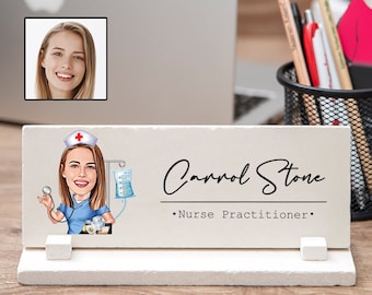 Nurse Desk Name Plate, Funny Desk Name Sign with Caricature for Nurse, Funny Nurse Gift, Medical Nurse Office Gift, Nurse Desk Name Plaque