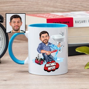 Mug plombier personnalisé avec dessin animé, idées cadeaux drôles de plombier, tasse plombier pour homme, tasse plomberie, tasse plombier drôle, cadeau plomberie