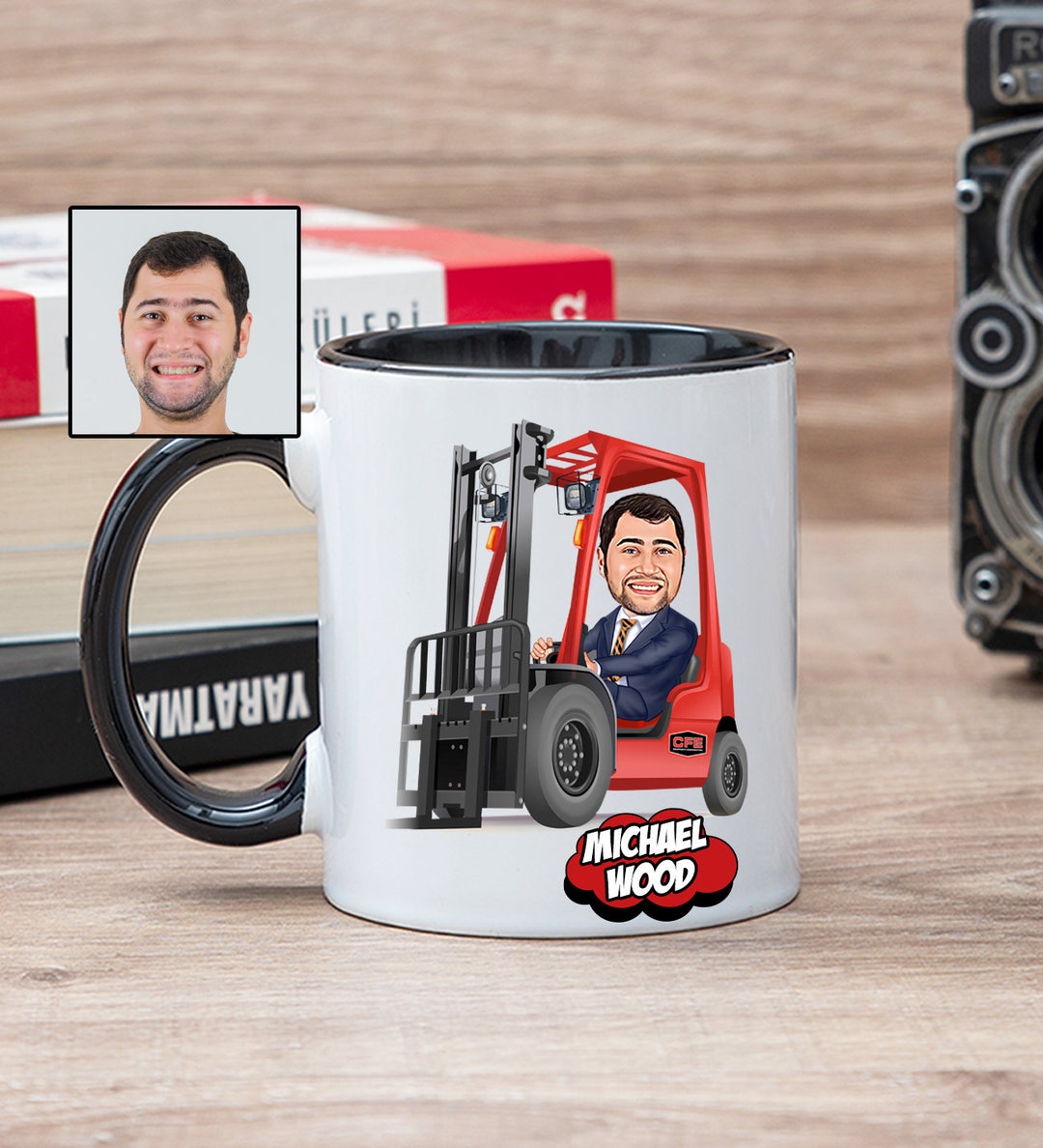 Forklift Cartoon Mug, Funny Forklift Gifts for Men, Forklift Operator