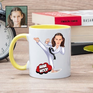 Taekwondo Mug with Cartoon, Funny Taekwondo Gift Ideas, Taekwondo Woman, Taekwondo Gift for Kids, Taekwondo Gift Girls, Taekwondo Mom Gift
