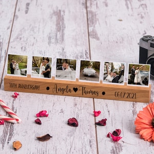 10th Anniversary Gift for Her / Him, Ten Year Anniversary Gift Engraved Wooden Stand, 10 Year (Tin) Wedding Anniversary Gift Him / Wife