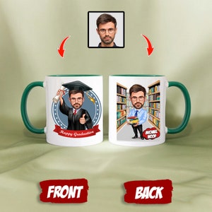 Bibliothekar Abschlusstasse mit Cartoon, Bibliothekar Schulabschluss Geschenk, Bibliothekar Abschluss Tasse, neues Bibliothekar Geschenk, zukünftige Bibliothekar Tasse