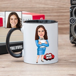 Supervisor Cartoon Coffee Mug, Funny Supervisor Gift for Women, Gift for Supervisor, Supervisor Caricature Mug, Female Supervisor Coffee Cup