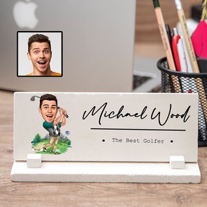 Golfer Name Plate for Desk, Funny Golf Gifts for Men, Golfer Gift Ideas, Golfer Desk Plaque, Golfer Desk Sign, Golfer Desk Decor, Golfer Dad