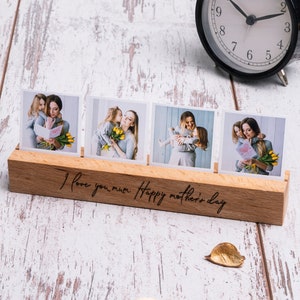 Personalized Photo Gift for Mom from Daughter / Son, Mothers Day Gift Engraved Wooden Photo Display, Custom Photo Birthday Gift for Mother