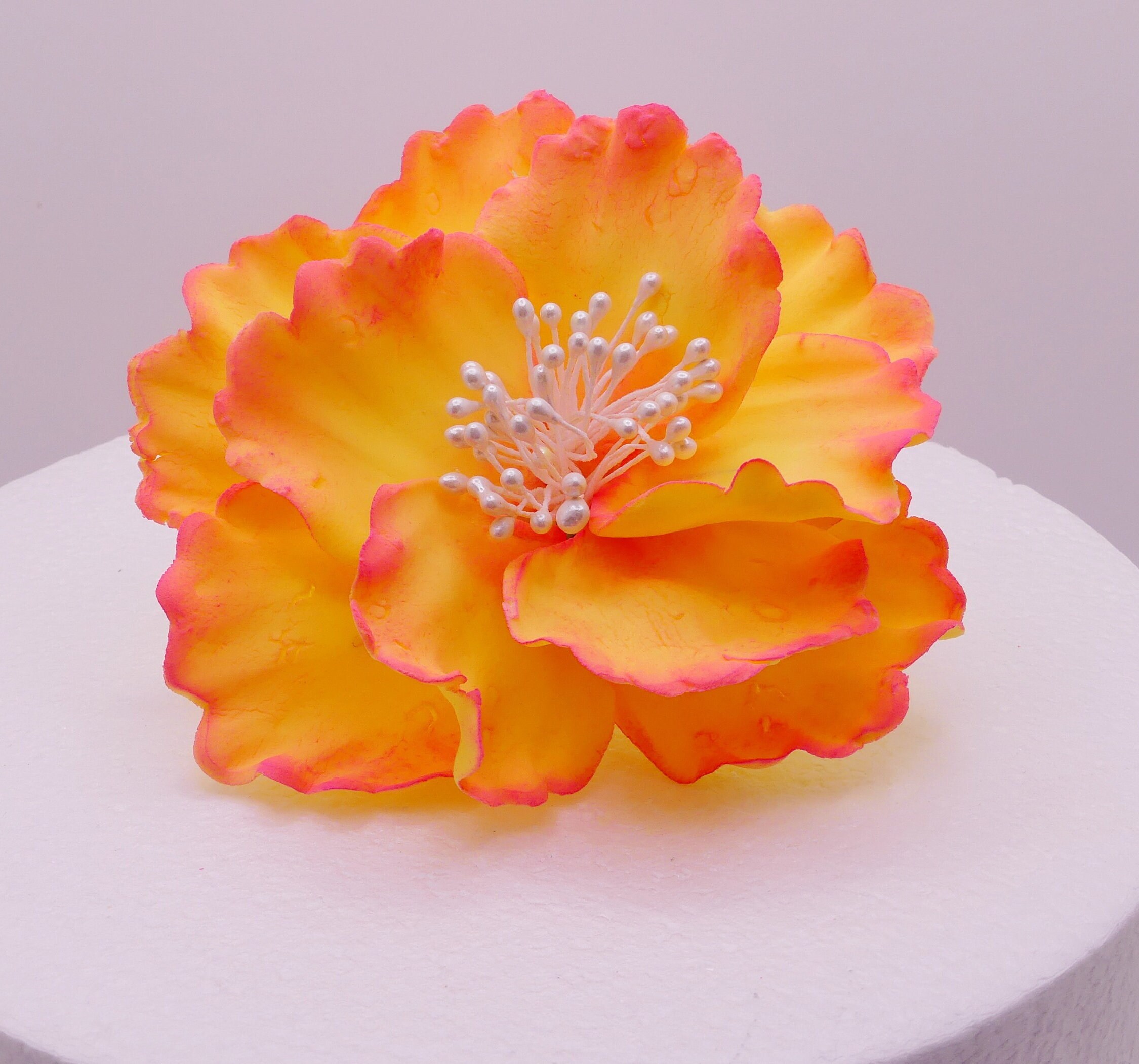 Wedding Cake Fondant Flower Yellow Fondant Peony Pink Etsy