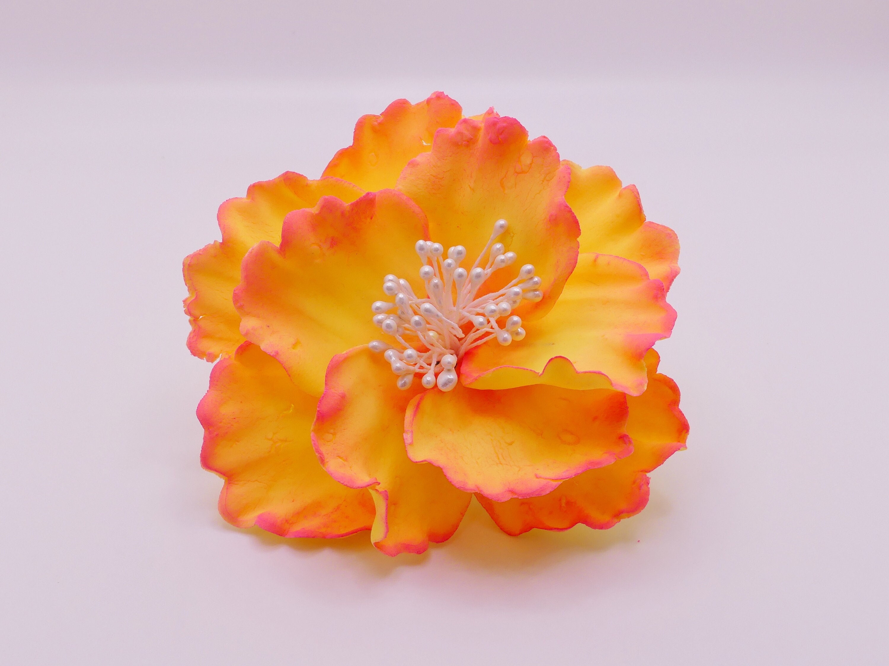 Wedding Cake Fondant Flower Yellow Fondant Peony Pink Etsy