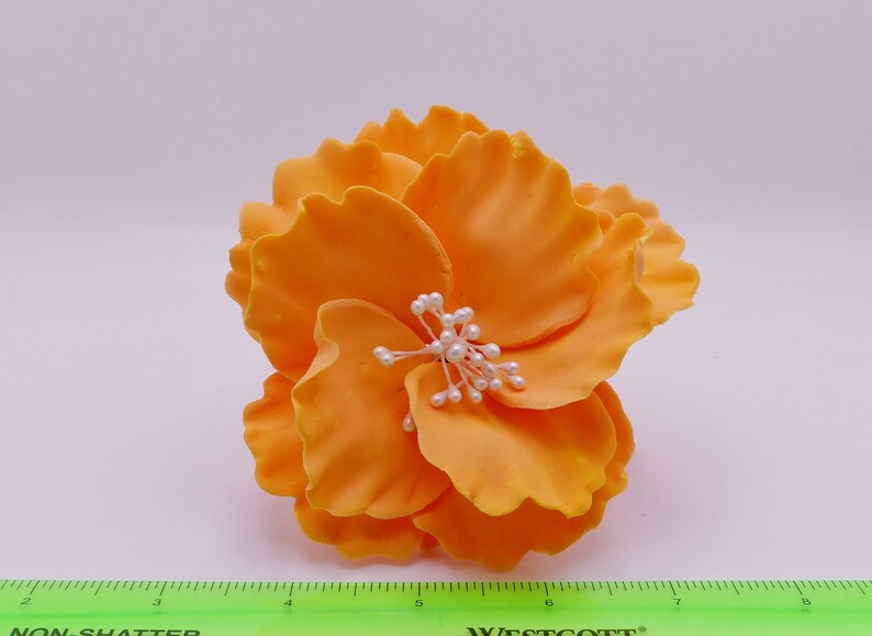 Orange Fondant Flower Wedding Cake Topper Handmade Sugar Etsy