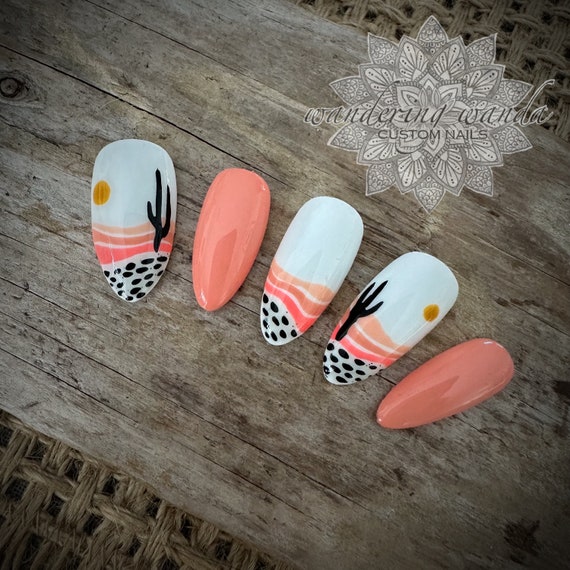 Coral Dunes - 10pc | Desert | Cactus | Western | Press on Nails - Etsy