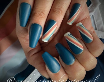 California - 10pc | Retro Striped | Summer | Press On Nails