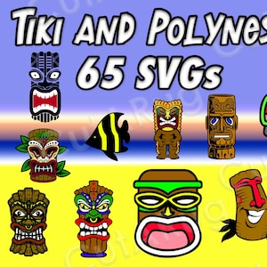 Tiki and Polynesian Image Set (65 SVG Files)- Instant Download Bundle!