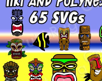 Tiki and Polynesian Image Set (65 SVG Files)- Instant Download Bundle!
