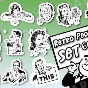 Retro Folks SVG Sammlung (60 Dateien) - Instant Download