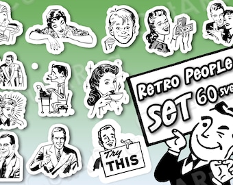 Kolekcja Retro Folks SVG (60 plików) — natychmiastowe pobranie