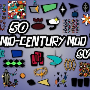 MidCentury Mod Retro Set (50 SVG files)- Instant Download Bundle!
