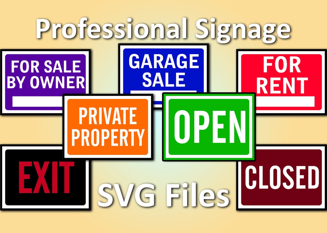 Business and Personal Signs (12 SVG Files)- Instant Download Bundle! - Etsy