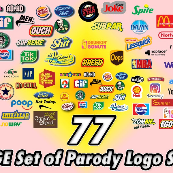 Parodie Logos Collection (77 fichiers SVG) - Bundle de téléchargement instantané !