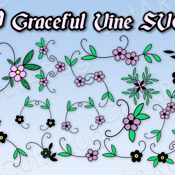 Graceful Flowery Vine Set (40 SVG files)- Instant Download Bundle!