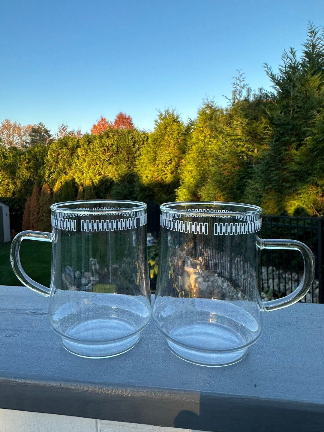 Set of Schott Mainz Jena Glass White Banded Top Tea/coffee Cups Etsy