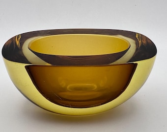 Murano Sommerso Style Art Glass~  Amber ~ UV Reactive