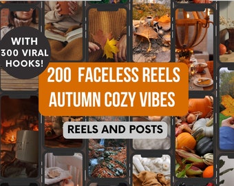 200+ Faceless Reels Autumn Vibes MRR, PLR | Fall Cozy Reels and Instagram Posts| w 300 Viral Hooks