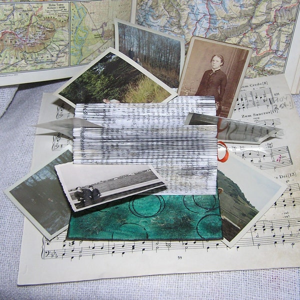 Kartenhalter aus einem alten Buch, Rolodex für Bilder, Buchkunst