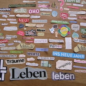 100 DIE CUTS ehrlich handgeschnitten *Wörter für jede Lebenslage*