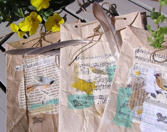 Spring birds: recycling bags for voucher gifts and other small items