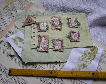 Mini kit for junk journals, scrapbooking, hand-colored, collages
