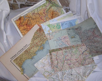 Original old and very old maps from various sources, junk journal, material