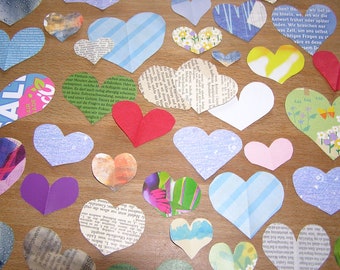 Hand-cut hearts 50 pieces mixed, journaling, scatter decoration