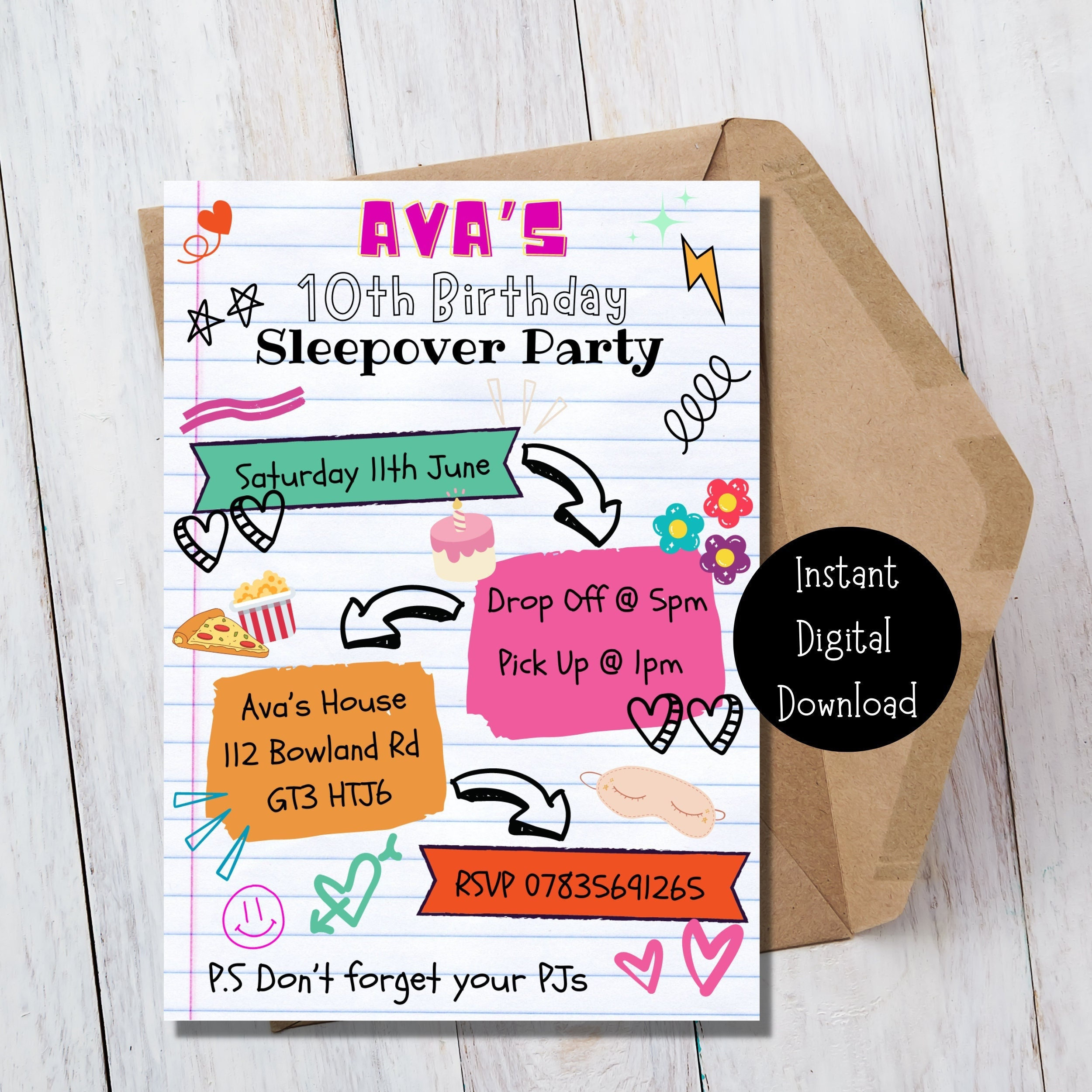 Sleepover Party Invite Birthday Editable Template Etsy Sleepover Party Invite Birthday Editable Template Etsy