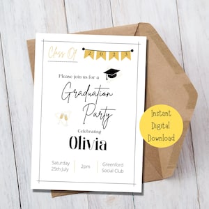 Graduation Party Invitation | Party Invite | Personalised | Printable | 2024 Graduate | Degree | University | Class Of 2024 | Editable