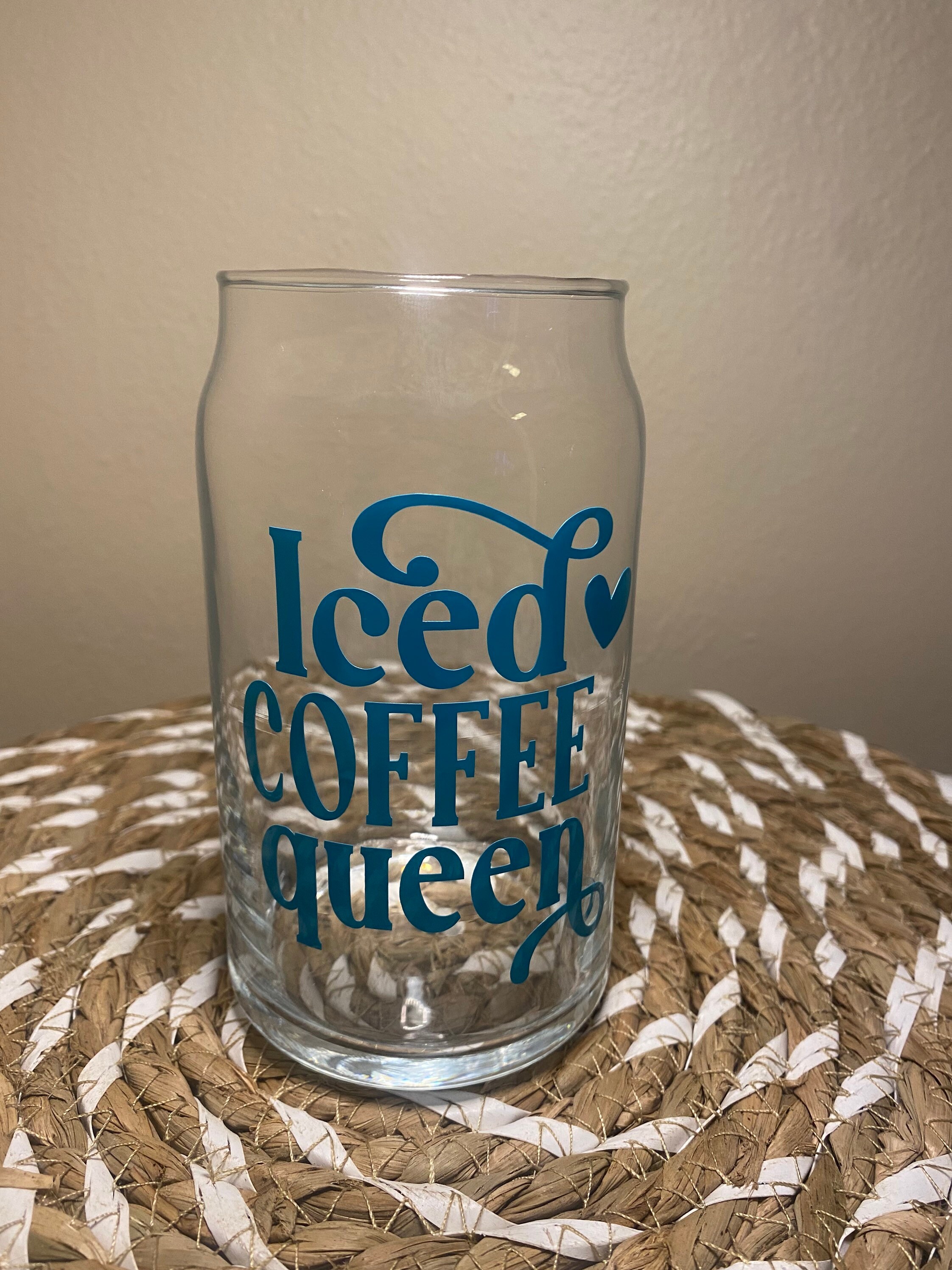 Iced Coffee Queen 16oz Glass Cup – The Crafty Latina