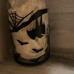 Halloween Glass Cup | Grave and Bat Design