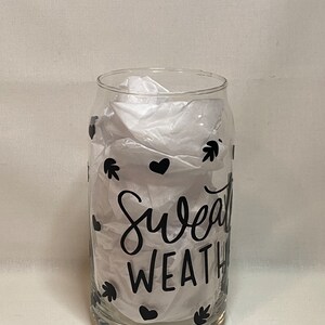 Pullover Wetter Glas Tasse | 16oz Glas Tasse | Bierdose glas | Kaffeetasse | Kaffeetasse | Glasbecher | Herbst Tasse