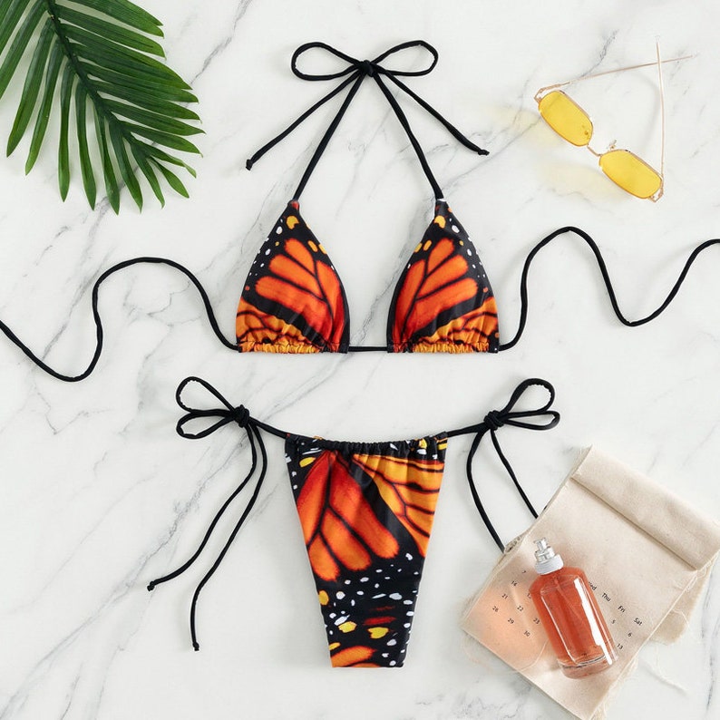 Secy - Lace-Up Bikini Set with Butterfly Pattern main image 1