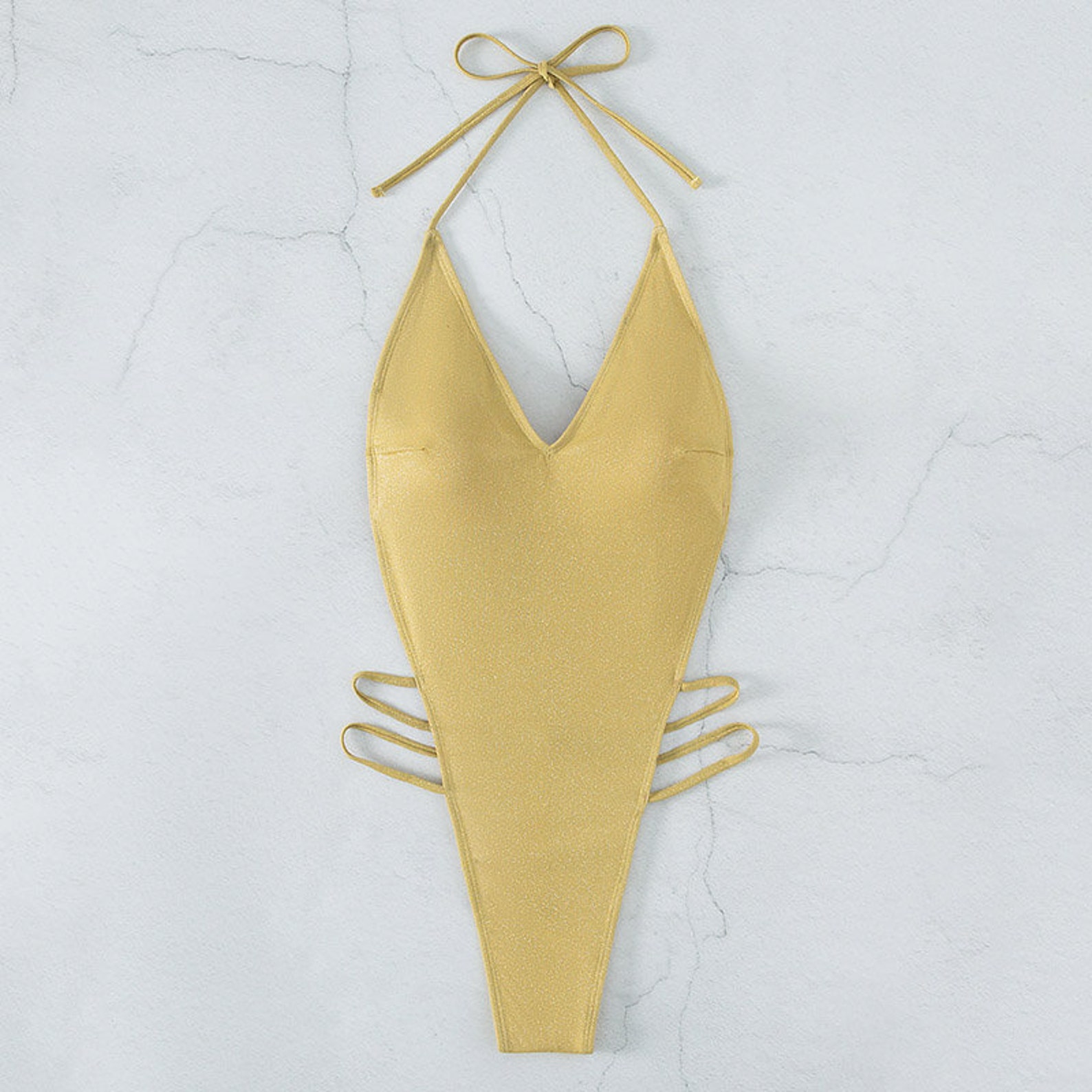 Yellow Onepiece Bikini Line Design Onepiece Bikini Etsy Australia