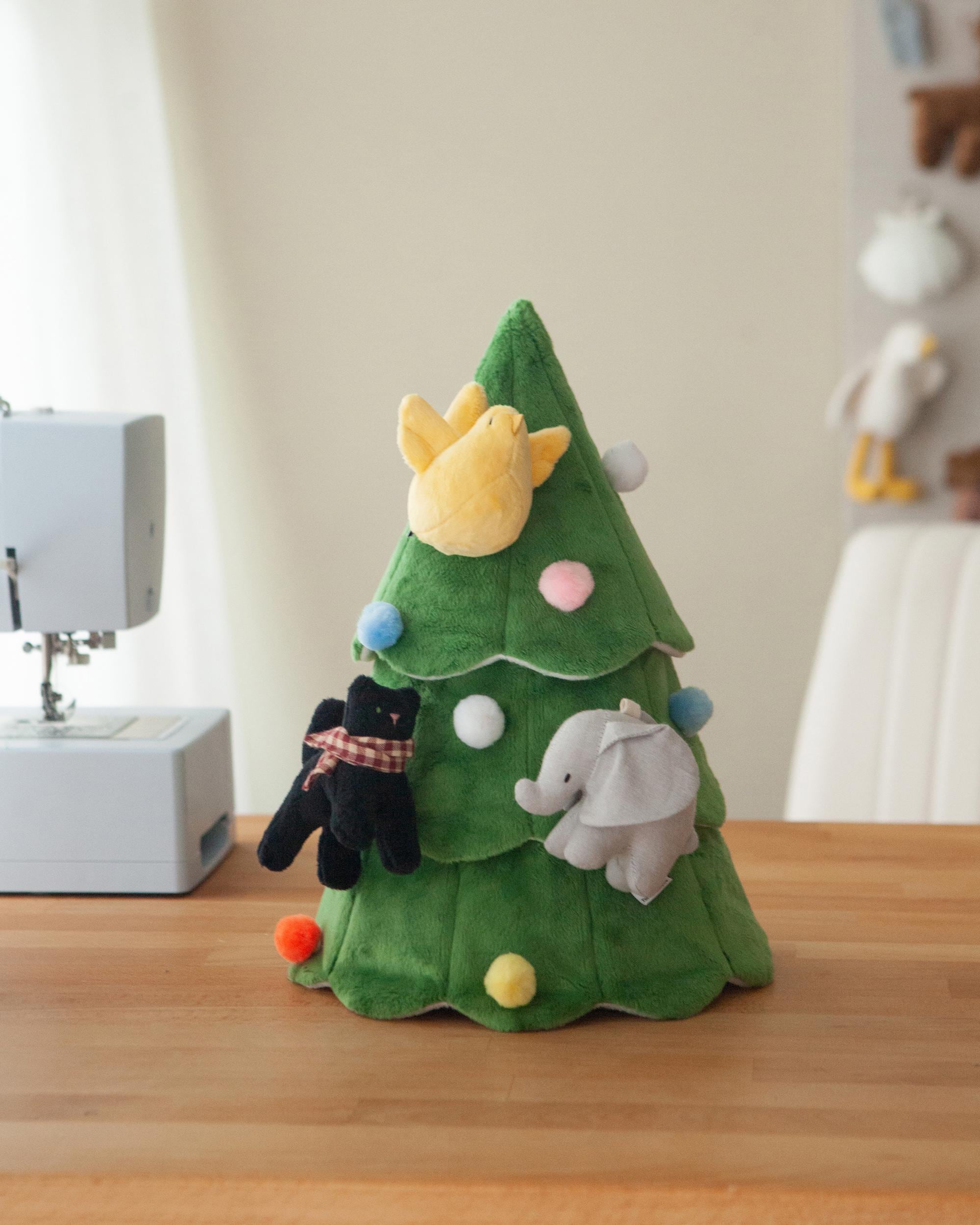 Décoration Noël En Tissu Peluche - Cœur Et Nœud à Suspendre, Rembourrage Coton - Vert Foncé Ou Rouge Vin