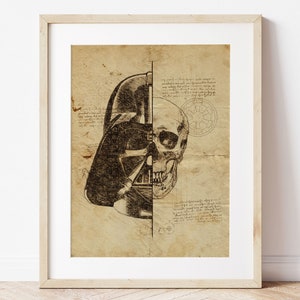 Star Wars Art | Vintage Gallery Wall Art | Darth Vader Poster | Da Vinci Art Style | PRINTABLE | Digital Download | Classical | Skull Art