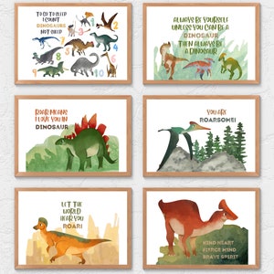 Watercolor Dinosaur Prints, Digital Dinosaur Print Set, Dinosaur Nursery Art, Kids Prints, Printable Dinosaur Art, Dinosaur Wall Art