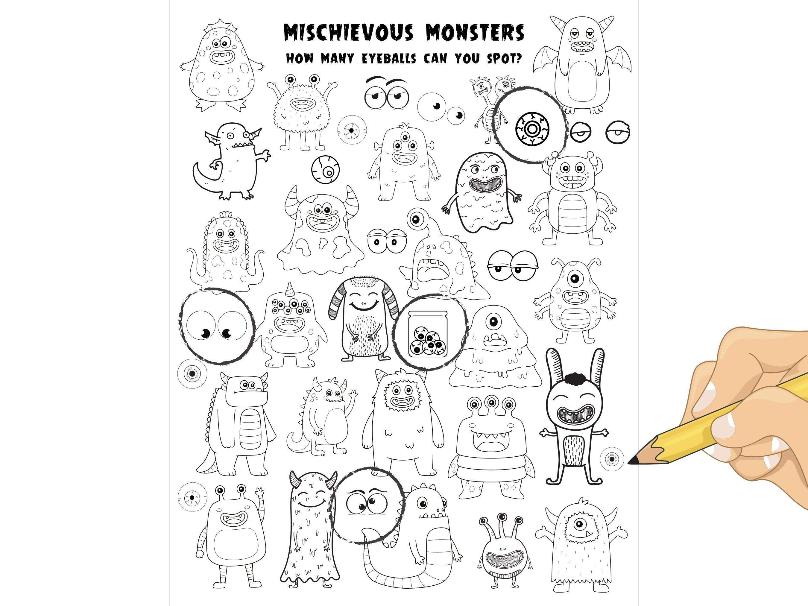 Monster Coloring Page Monster Printable Monster Activity Etsy